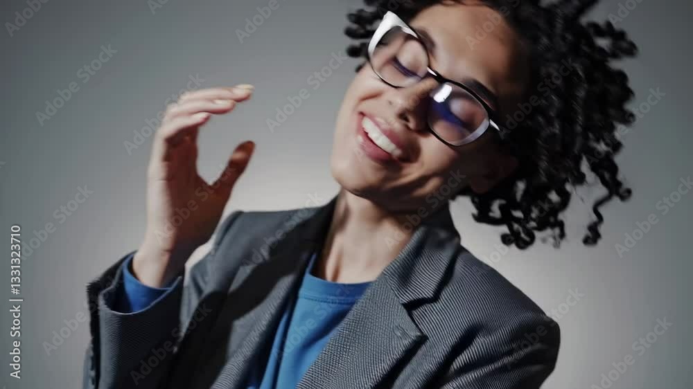 The Joyful Woman in Glasses