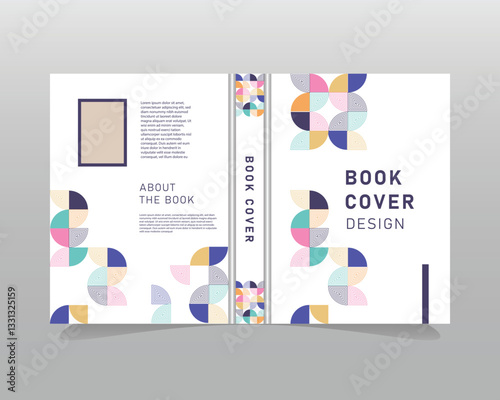 Mosaic style art book cover design with abstract geometric style graphic