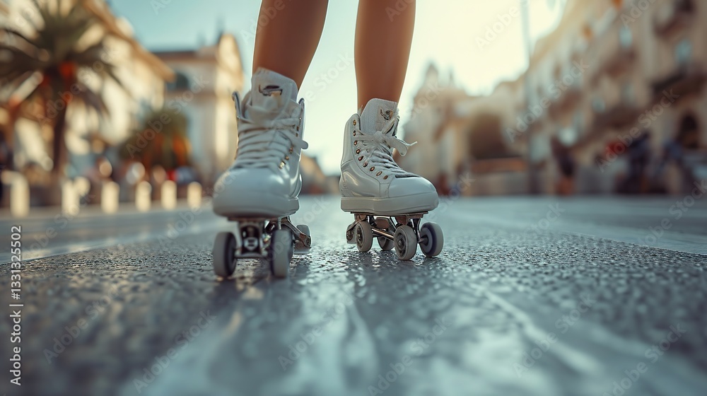 Fototapeta premium someone was on roller skates in the afternoon