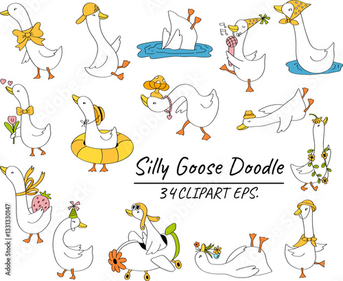 Silly Goose Clipart Collection Illustration