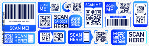 QR code barcode scan icon vector set color style on transparent background for mobile app and payment