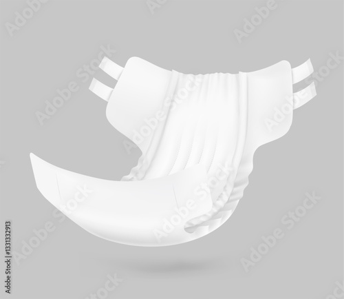 Detailed diaper for adults mockups. Vector illustration isolated on grey background. Perfect for showing the diaper, its main parts and benefits. EPS10.	