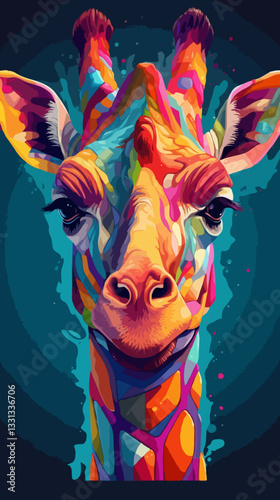 Vivid color giraffe
