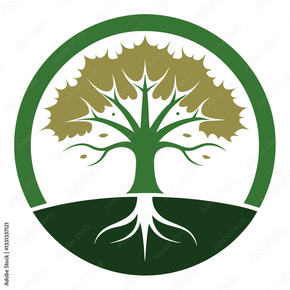 Obraz premium green tree in a circle