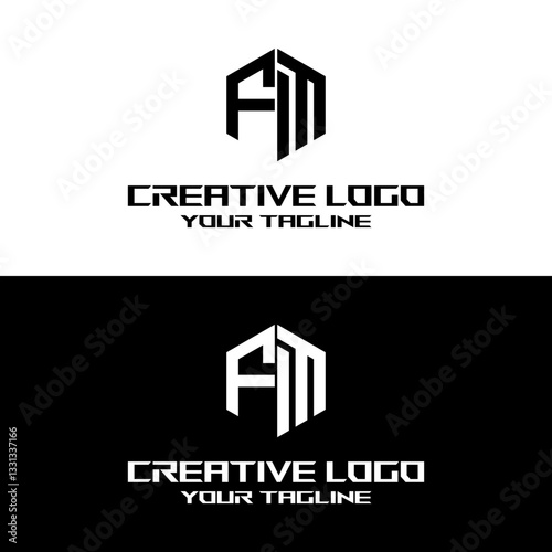 creative letter logo fm design vector