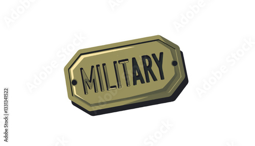 Military dog tag illustration on white background, symbolism of service