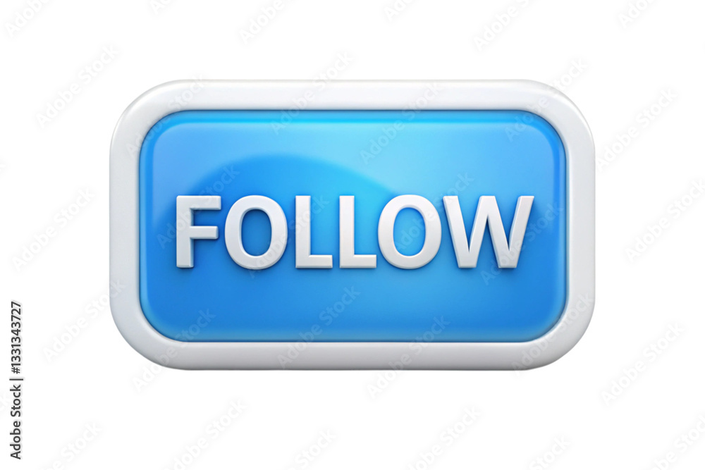 Blue and white follow button with a person icon, highlighting the importance of social following and connection Blue and white follow button with a person icon, highlighting the importance of social following and connection