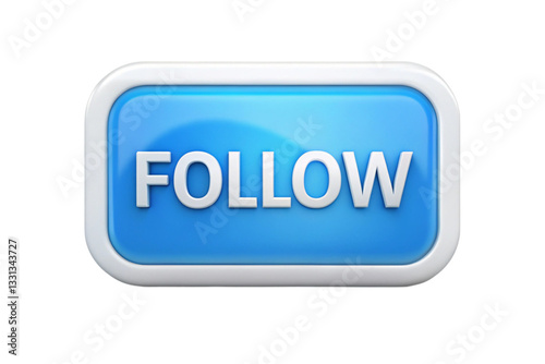 Blue and white follow button with a person icon, highlighting the importance of social following and connection