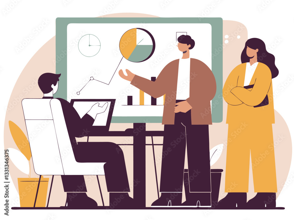 Fototapeta premium Business presentation with colleagues in a modern office setting