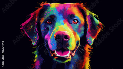 Vivid color dog illustration