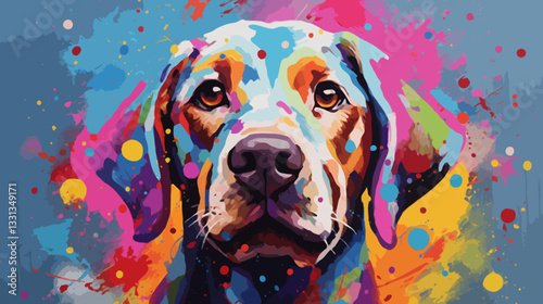 Vivid color dog illustration