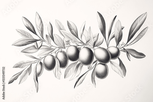 Wallpaper Mural Vintage botanical illustration of olives on a white background Torontodigital.ca