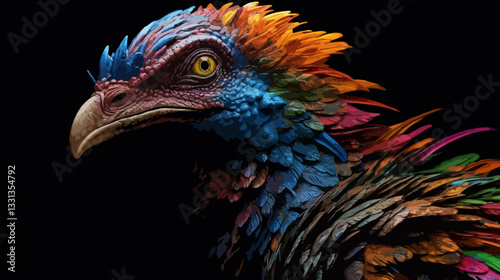 Vivid color predatory bird