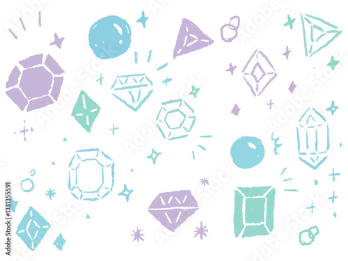 手描きあしらいセット　宝石　鉱石　キラキラ