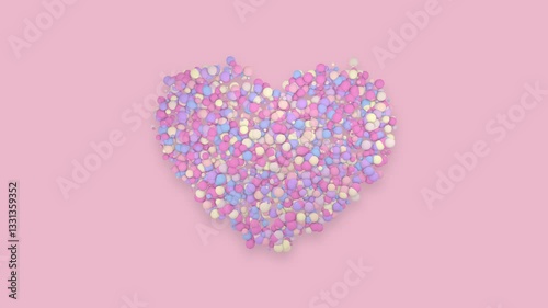 パステルカラーの球体が鼓動するかわいいハート,ポップ,明るい,カラフル,愛,恋愛,マット,
Cute heart with beating pastel spheres,pop,bright,colorful,love,romance,matte