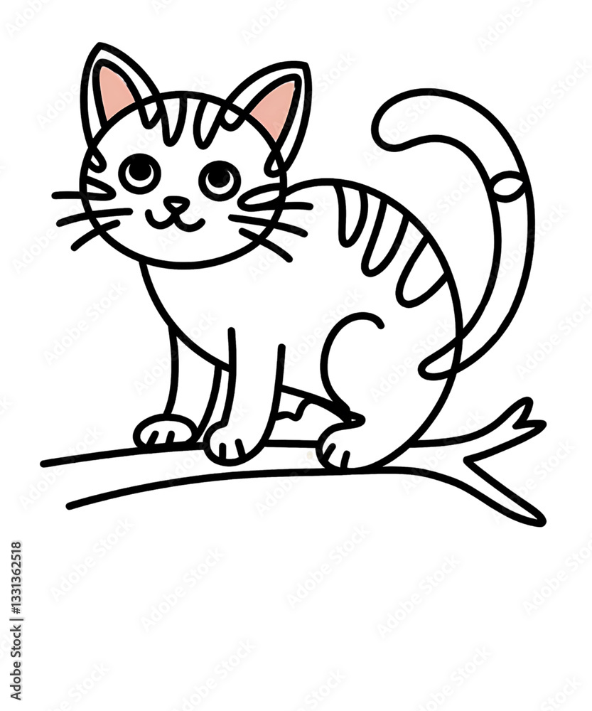 Fototapeta premium Cute Cartoon Striped Cat Illustration