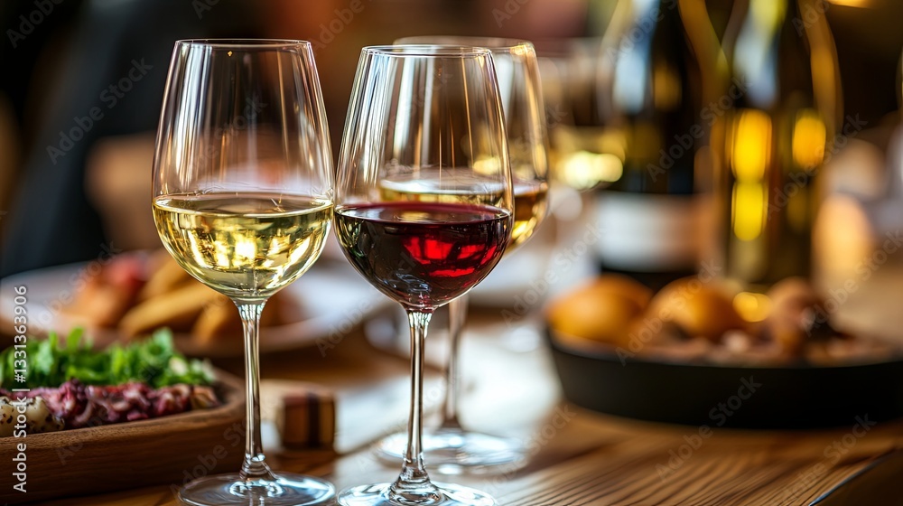Glasses of different wines for tasting