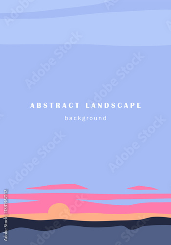 Beautiful landscape, sunset, clear sky. Abstract bright minimalistic background
