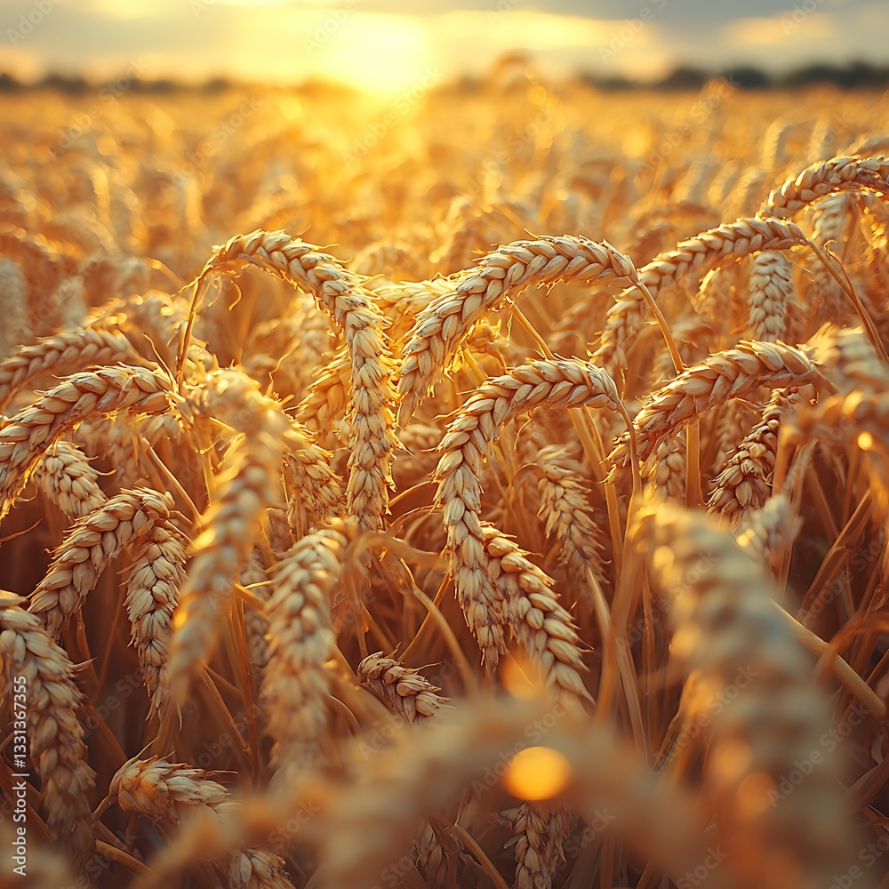 Fototapeta premium Golden Wheat Field at Sunset