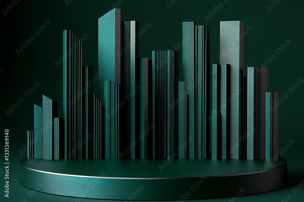 Fototapeta premium Emerald Cityscape - Abstract Architectural Design