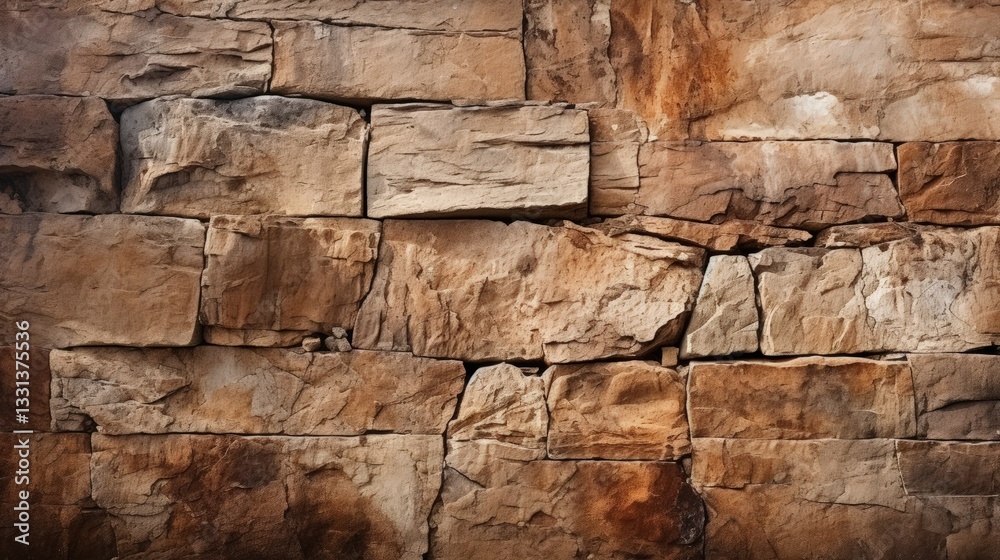 Fototapeta premium Naturalistic Brown Stone Wall Texture Background with Rough Surface