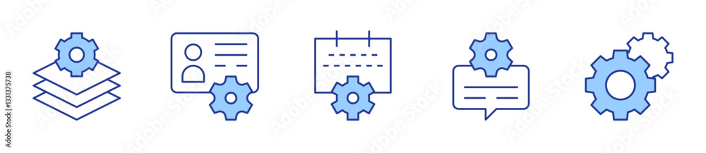 event, message, gears, layers, account. Settings Icon vector illustration. Line Duotone style. Editable stroke event, message, gears, layers, account. Settings Icon vector illustration. Line Duotone style. Editable stroke