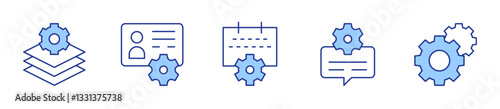 event, message, gears, layers, account. Settings Icon vector illustration. Line Duotone style. Editable stroke