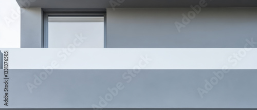 Wallpaper Mural Modern building facade with minimalist balcony and large window in urban setting Torontodigital.ca