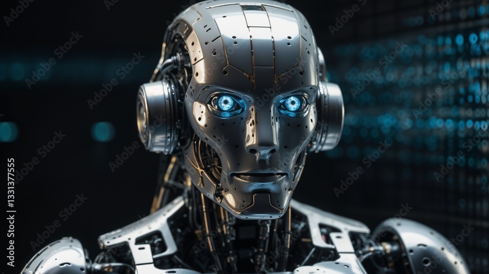 Fototapeta premium Close-Up of a Holographic Robot 786