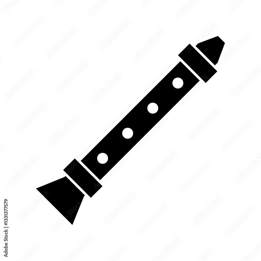 Recorder Flute icon on white background. Recorder Flute icon on white background.