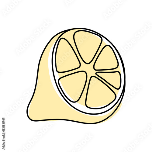 Bright lemon slice with vibrant color and clear details on a simple background