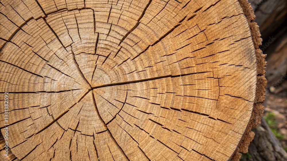 Fototapeta premium Rustic Oak Tree Cross Section with Rough Organic Texture for Natural Backgrounds and Designs