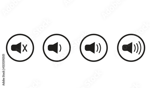 Speaker volume Level sound button icon set. 
