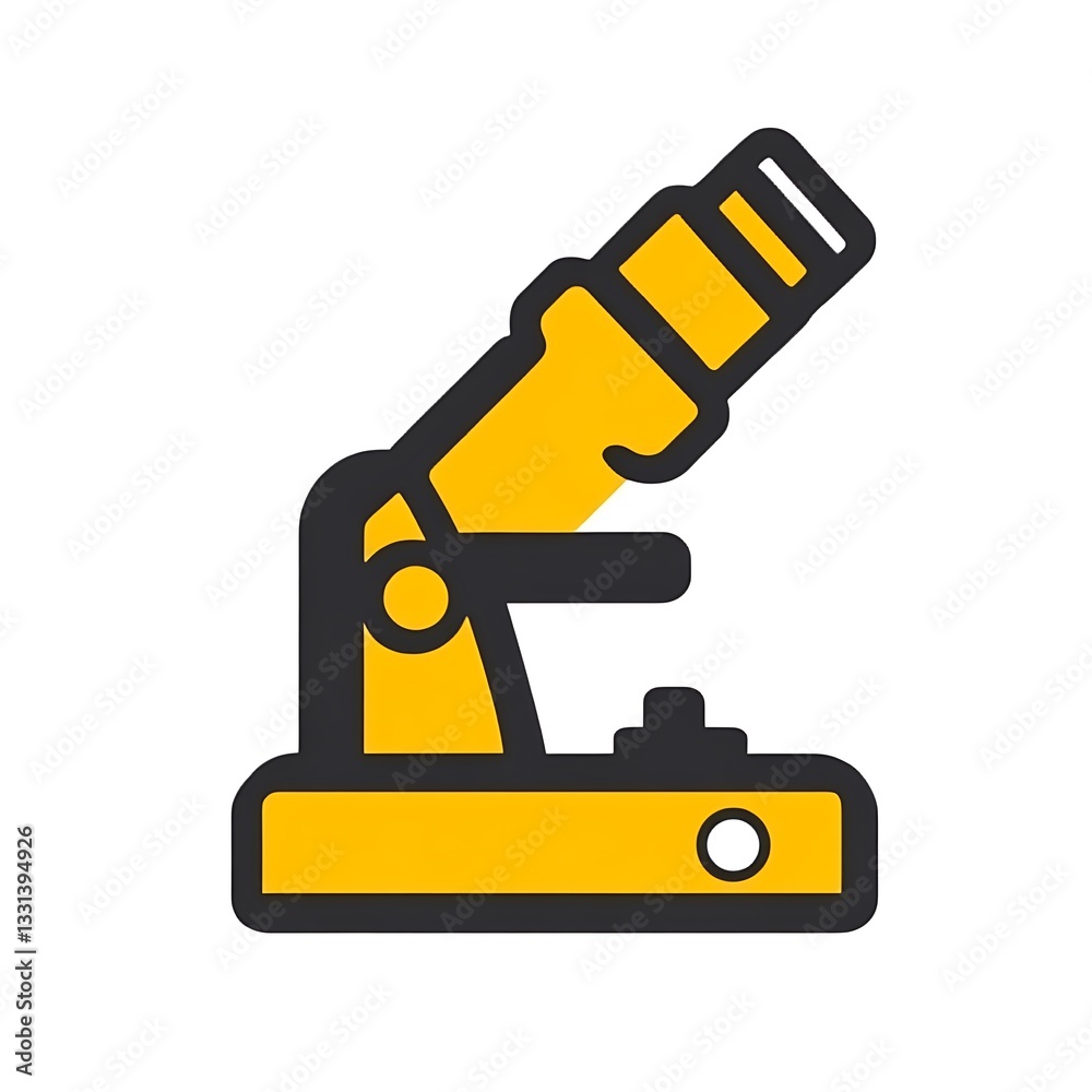 Fototapeta premium Microscope Icon in Yellow and Black for Science and Education