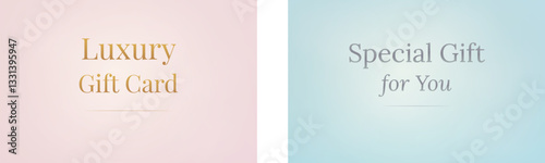 Luxury Gift Card or Elegant Voucher with Soft Pastel Gradient Background in Pink and Blue Digital Template
