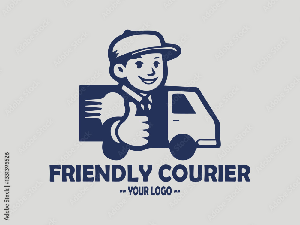 delivery courier carries a package box with a friendly face logo vector, friendly and professional delivery man uniform holds a package with a cheerful smile illustration logo vector delivery courier carries a package box with a friendly face logo vector, friendly and professional delivery man uniform holds a package with a cheerful smile illustration logo vector