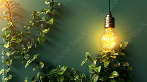 Idea concept on green background.