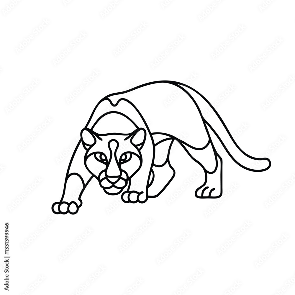 Puma animal line art flat vector illustration.
