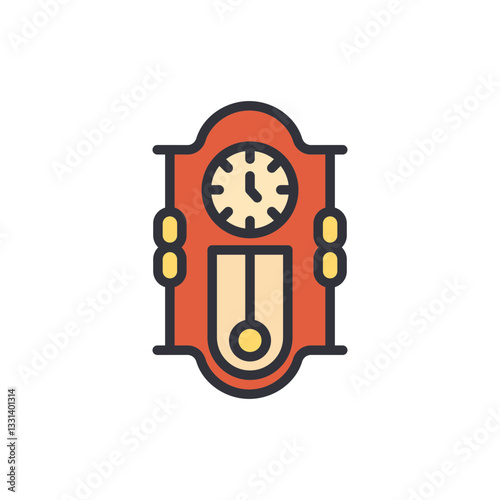 Antique clock colored icons, minimalist vector illustration ,simple transparent graphic element .Isolated on white background