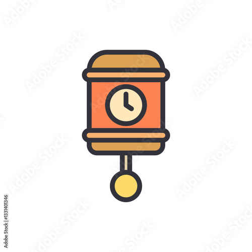 Antique clock colored icons, minimalist vector illustration ,simple transparent graphic element .Isolated on white background