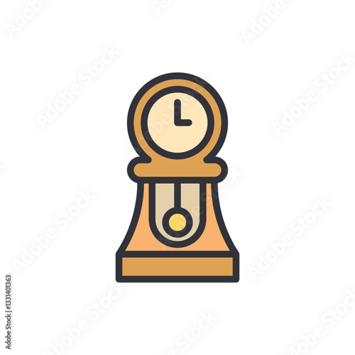 Antique clock colored icons, minimalist vector illustration ,simple transparent graphic element .Isolated on white background