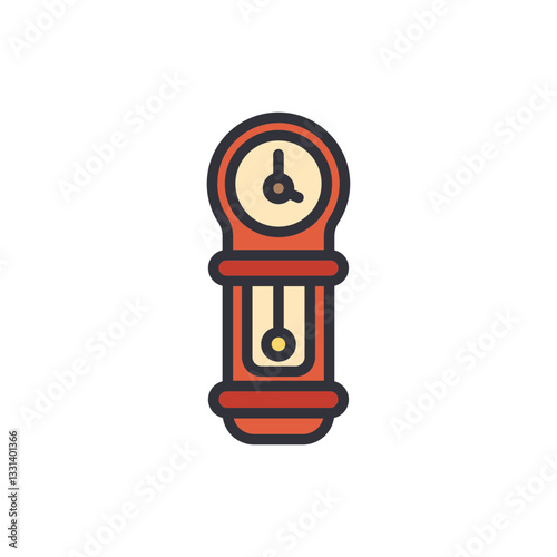 Antique clock colored icons, minimalist vector illustration ,simple transparent graphic element .Isolated on white background