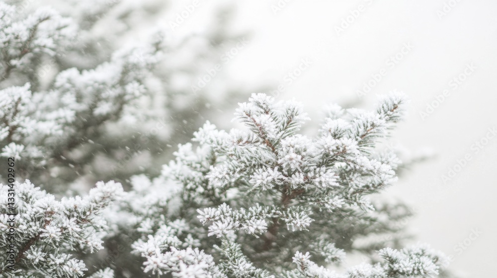 Close Up of Snow Covered Evergreen Branches in Winter Close Up of Snow Covered Evergreen Branches in Winter
