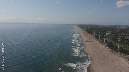 Wallpaper Mural 【Japan Ibaraki】Wind power generation Drone aerial footage (Neutral Color D-Cinelike) Torontodigital.ca