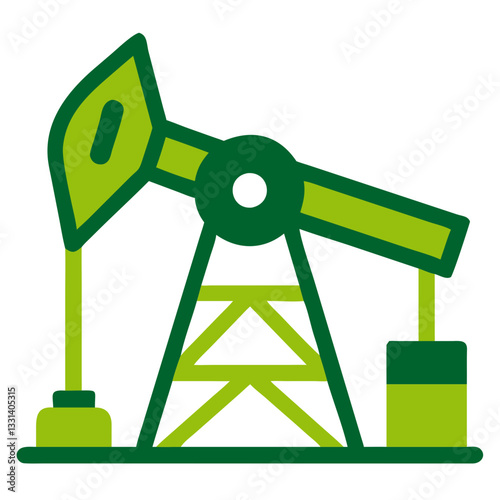 Green Oil Pump Jack Icon Representing Renewable Energy Concepts