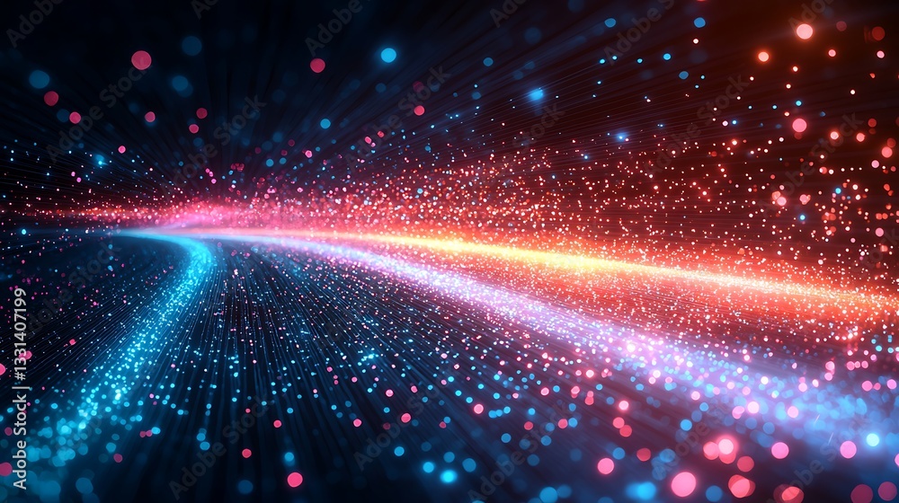 Obraz premium Glowing Particles, Abstract Motion, Dark Background