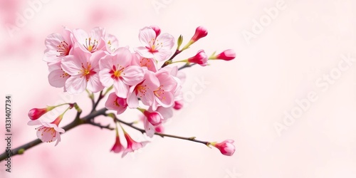 Wallpaper Mural Delicate pink cherry blossom branch, vibrant spring blooms against soft pastel background, cherry blossom, tree Torontodigital.ca