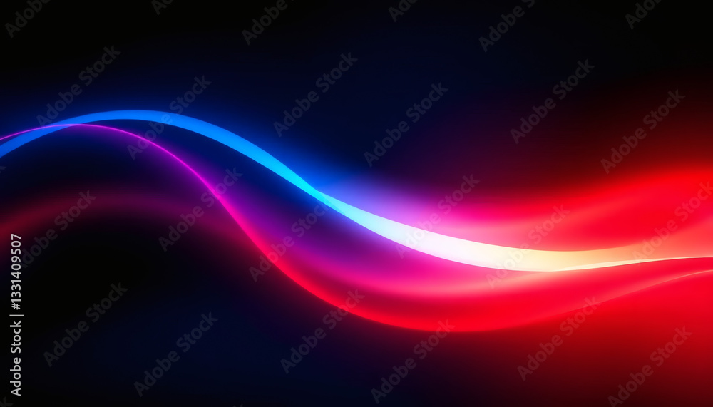 Fototapeta premium Glowing Vibrant Gradient Wave in Dark Blue, Red, and Black, with Grainy Noise Overlay on a Smooth Abstract Background