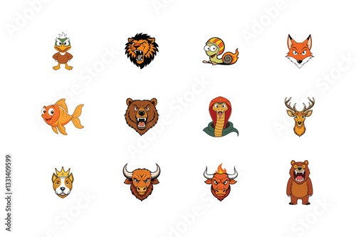 Unique Animal Mascot Logos – Angry Duck, Bull, Fox, Bear, Buffalo, Cobra, Dog