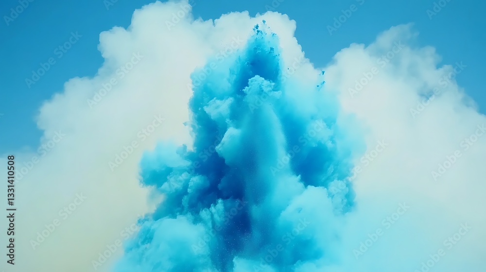 Exploding powder colors against a serene sky Exploding powder colors against a serene sky